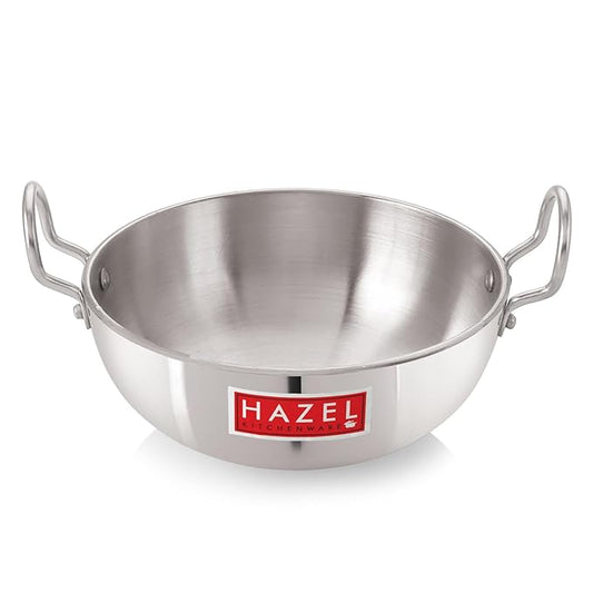 Hazel 4 mm Aluminium Kadhai Kadai Karahi Vessels for Cooking Deep Frying Kadai