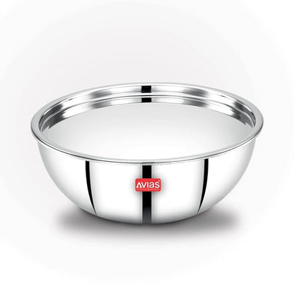 Avias Riara Triply Tasla with Lid Stainless Steel Tasla kadai Induction Friendly 2.5mm Thickness 2 litres 22cm