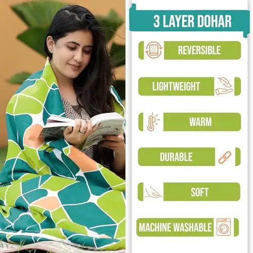 Divine Casa 120 GSM Microfiber Single Kids Dohar Soft & Lightweight Throw Blanket Abstract Pattern Colour Acid Lime