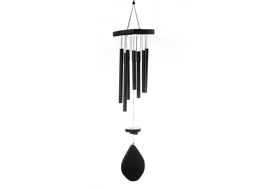 Tej Gifts - Feng Shui Metal Wind Chime 7 Pipes Black Rods