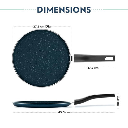 Borosil ProChef Non-Stick Aluminum Flat Tawa 28 cm | Gas Stove Compatible, Thick Uniform Body for Even Heating, Dishwasher Safe | 5 Layer Nonstick Coating