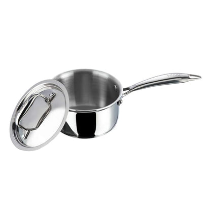 Vinod Platinum Triply Stainless Steel Saucepan with Lid - 1.2 litres (14 cm) | 2.5 mm Thick | Tea, Chai Pan