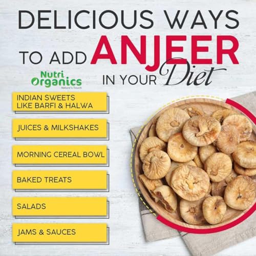 Nutri Organics Dry Fruits Afghani Dried Anjeer Figs Anjir 250 grams - Ziplock Pouch (Vacuum Packed For Extra Freshness)