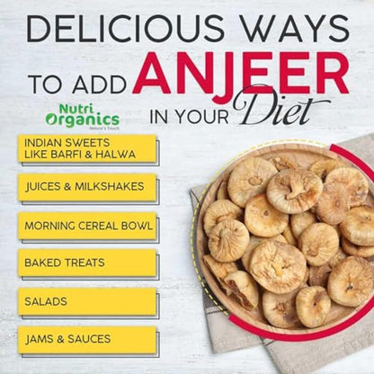 Nutri Organics Dry Fruits Afghani Dried Anjeer Figs Anjir 250 grams - Ziplock Pouch (Vacuum Packed For Extra Freshness)