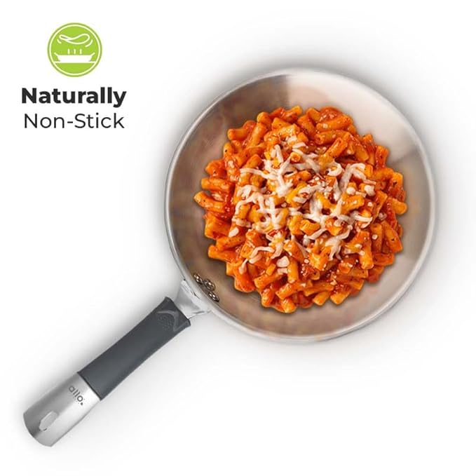 Allo Stainless Steel Triply Fry Pan/Skillet for Curry Stir Fry Deep 20cm 1 litres