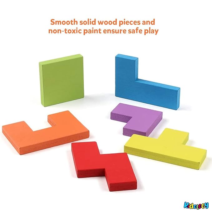 Kidology Wooden 3D Russian Blocks Puzzle Game for Kids 40 Pcs
