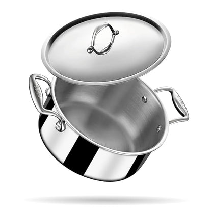 Stahl Artisan Triply Stainless Steel Sauce Pot/ Casserole With Lid | Induction Pot | Briyani Pot/ Handi | 7.2 Litres | 28 Cm