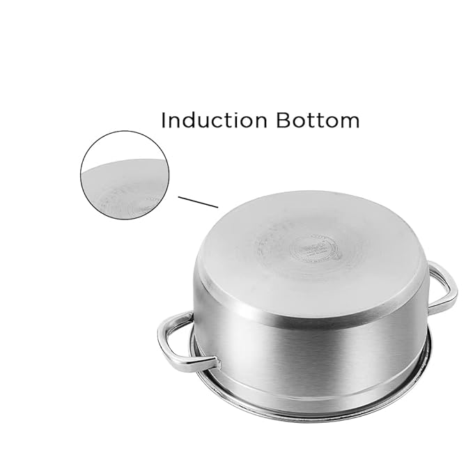 Vinod Bremen Stainless Steel Saucepot with Glass Lid 1 Litre, 14 cm | 2.5mm Thick Base | Riveted Sturdy Handle