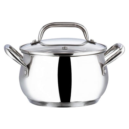 Vinod Almaty Stainless Steel Casserole with Glass Lid 2.9 Litre, 18 cm | 2.6mm Thick Base