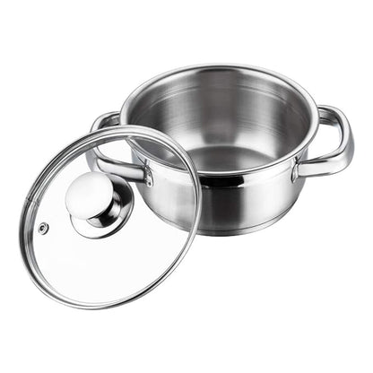 Vinod Bremen Stainless Steel Sauce Pot with Glass Lid - 1.5 Litre, 16 cm | 2.5mm Thick Base | Riveted Sturdy Handle