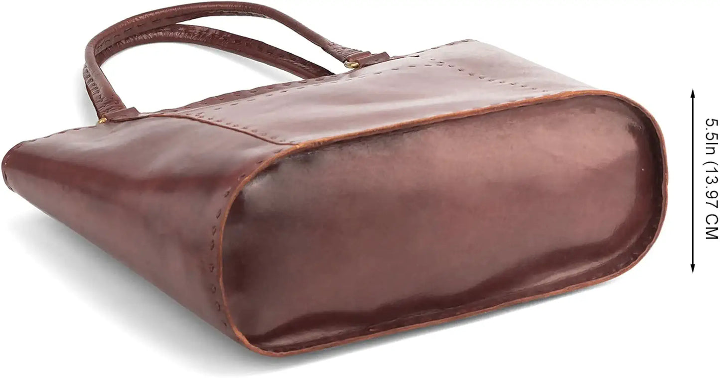 Goatter Genuine Leather Handmade Women's Handbag For Office And College,Brown