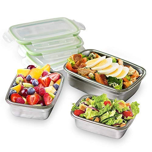 Femora Steel Rectangle Airtight Leakproof Container With Lock Lid Lunch Box | 850 Ml | 1800 Ml | 2800 Ml | Set of 3