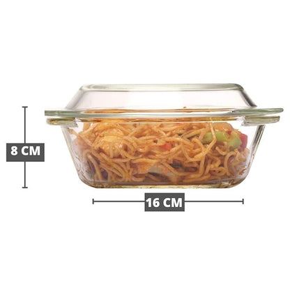 Femora Borosilicate Serving Bowl | Glass Casserole Set, Glass Bowl With Lid, Microwave Safe Bowl Set | 700 Ml