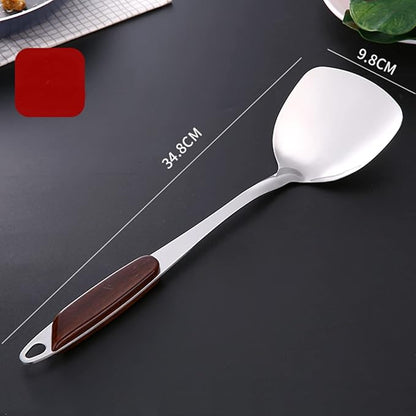 Pepplo Wok Spatula 304 Stainless Steel Spatula with Heat Resistant Plastic Handle Brown