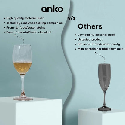 Set of 6: Classic Transparent Red/White Wine Glasses | 250ml | Dishwasher Safe