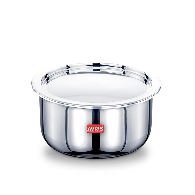 Avias Riara Triply Tope with Lid 24cm Stainless Steel Tope Induction Base 2.5mm Bhagona 5.5 Litre