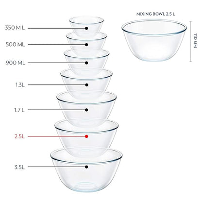 Borosil 2.5 L Serving & Mixing Borosilicate Glass Bowl | Multipurpose Round Bowl for Kitchen & Dinning