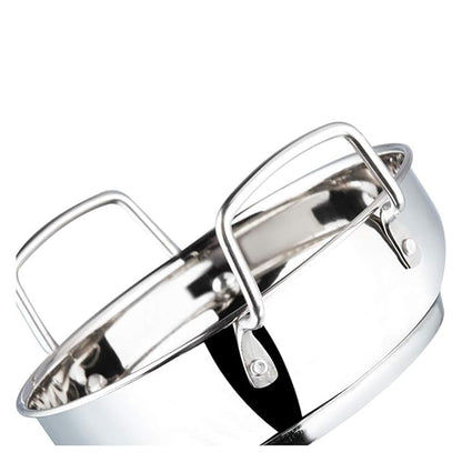 Vinod Stainless Steel Kadhai with Glass Lid - 2.7 Litre, 24cm | Extra Thick, SAS Heavy Bottom | Kadai for Cooking