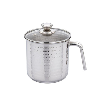 PrayLady Stainless Steel Milk Boiler with Glass Lid Hammered