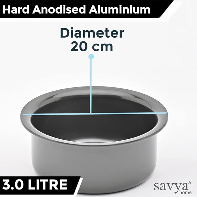 Savya Home Hard Anodized Tope Non-Stick & Non-Corrosive Hard Anodized 3.0 liters