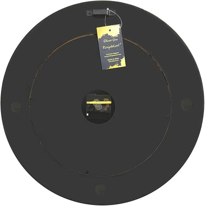 RoyalsCart Ethnic Handcrafted Designer Wall Clock with Rajasthani Floral Painting Black Wooden Wall Clock [KTWC281N] Black Designer Painting