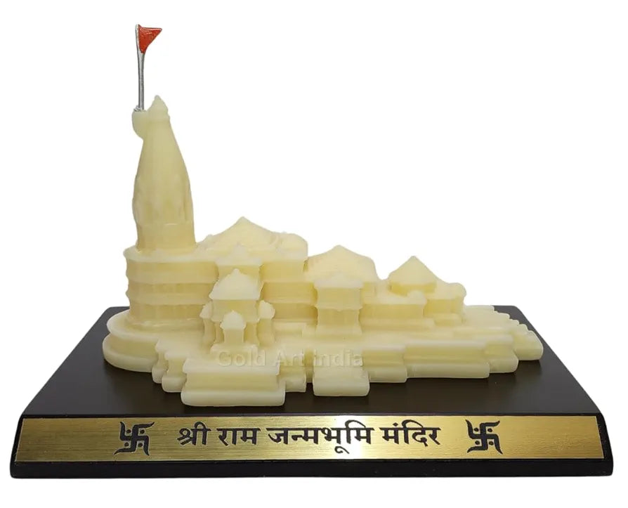 Gold Art India Ram Mandir Ayodhya Ivory Finish Minature 3.2