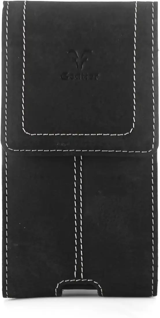 Goatter Unisex Leather Material All 6.5" Inch Pouch For Backcase For iPhone 14 Mobile Black Color