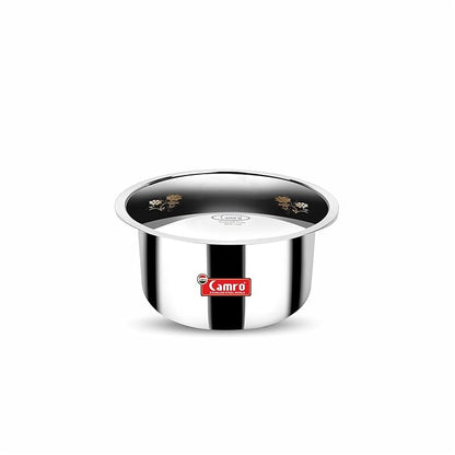 Camro Tripro Triply Artisian Tope with lid 12 No 1.8 Liters Capacity Cauldron Tope Handi