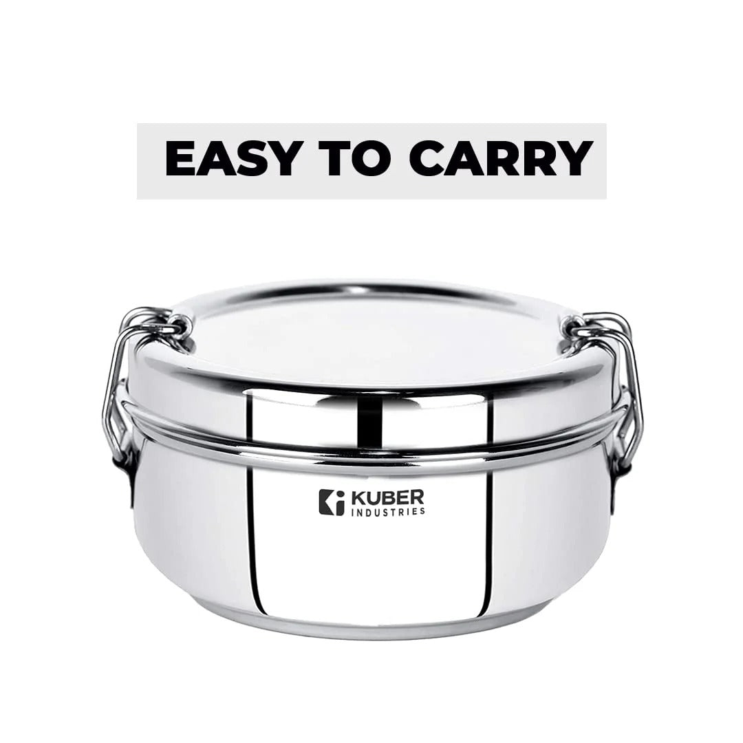 Homestic SS Food Pack Lunch Box | 400ml | 1pc | Steel Separator Plate | Locking Clip