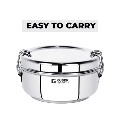 Homestic SS Food Pack Lunch Box | 400ml | 1pc | Steel Separator Plate | Locking Clip