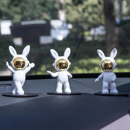 Street27 3pcs Cartoon Rabbit Shape Astronaut Figurine Showpiece