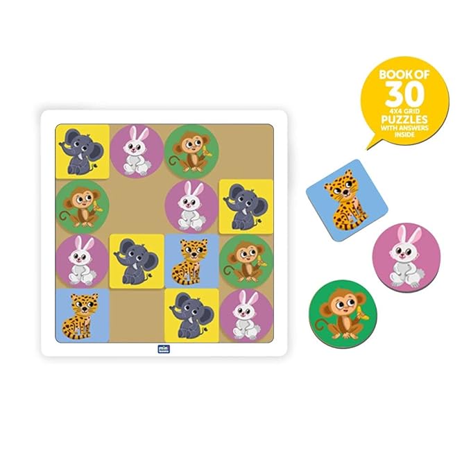 Mini Leaves Sudoku Puzzles Travel Toys for Kids 4 to 6 Years Old | Learning Toys | Wooden Sudoku Brain Toys Animals