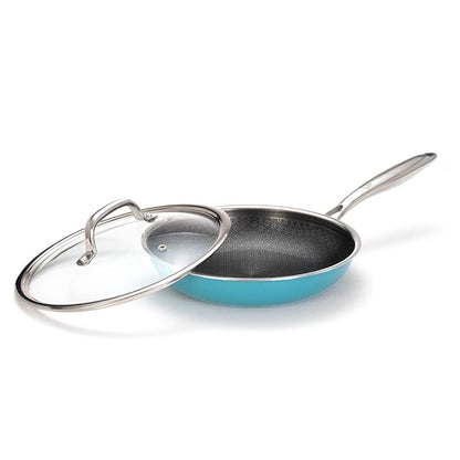 Arttdinox Vida Stainless Steel Triply Frypan With Glass Lid | 24 Cm | 1.8 Ltrs | Rivetless Handle | Gas & Induction Base | Jindal Stainless