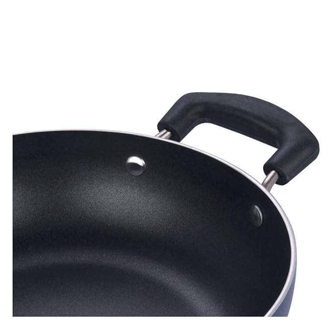 Vinod Zest Aluminium Non Stick Kadhai with Glass Lid - 2.8 Litre, 24cm | 3 Layer Ceramic Coating | 3 mm Thick