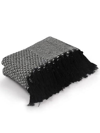 Sashaa World Soft Cotton Throw Blanket Colour Black