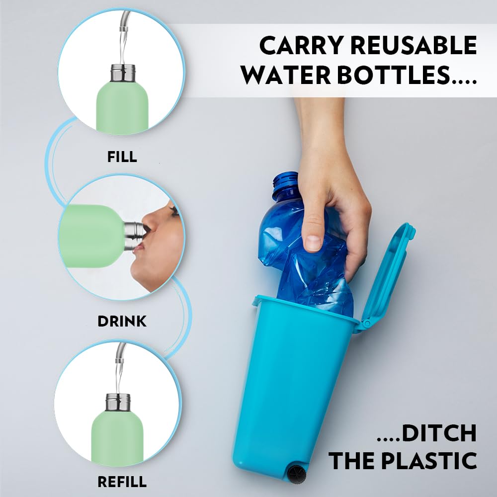 Borosil Hydra Pacific Stainless 700 Ml Insulated Water Bottle | Blue Stainless Steel Bottle | Double Wall Vacuum Insulation | 12 Hours Hot & Cold