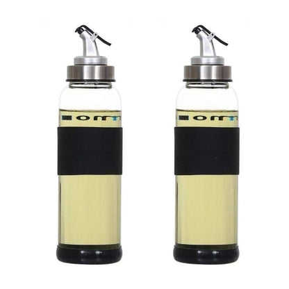 Femora Borosilicate Glass Oil Dispenser With Lid | 500ml | Set of 2