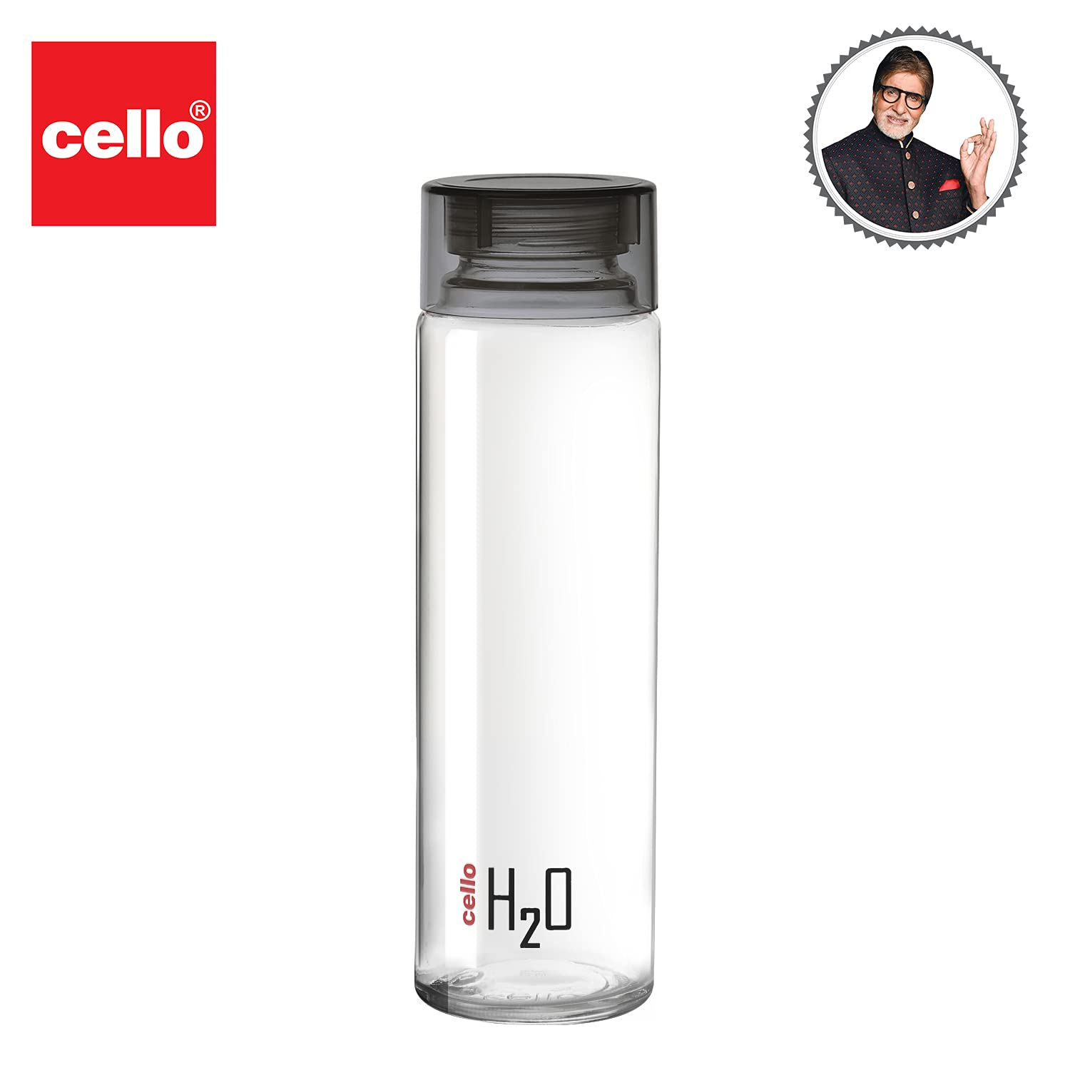 Cello H2o Glass Fridge Water Bottle With Plastic Cap | 920 Ml | Set of 6 | Black