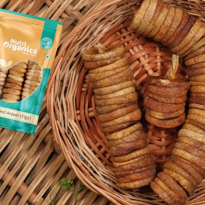 Nutri Organics Dry Fruits Afghani Dried Anjeer Figs Anjir 250 grams - Ziplock Pouch (Vacuum Packed For Extra Freshness)