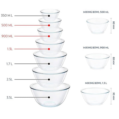 Borosil Glass Serving & Mixing Bowls With Lids | Oven & Microwave Safe Bowls | Set of 3