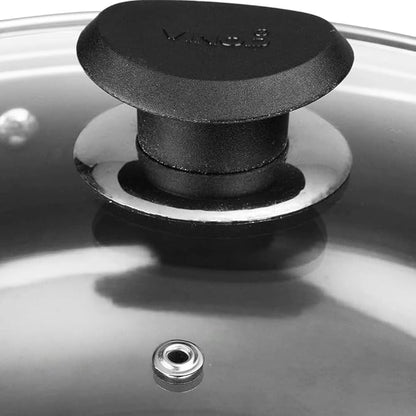 Vinod Black Pearl Plus Hard Anodised Deep Kadhai with Lid - 3.1 Litre, 24 cm | 3.25mm Thick | Natural Stick Free Kadai