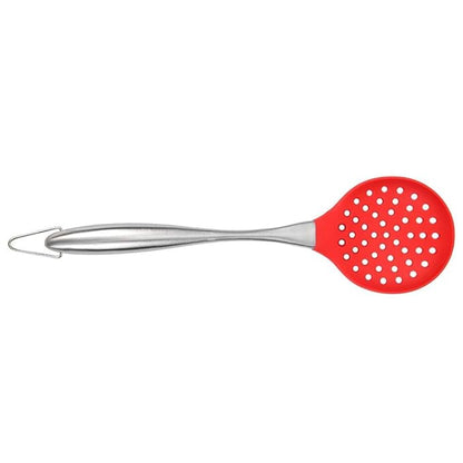 P-Plus International Silicone Spatula Versatile Tools Baking and Mixing Non-Stick Steel Skimmer Red