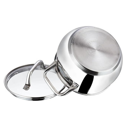 Vinod Stainless Steel Almaty Sauce Pot With Glass Lid | Diameter 20 Cm | Capacity 4 Litres