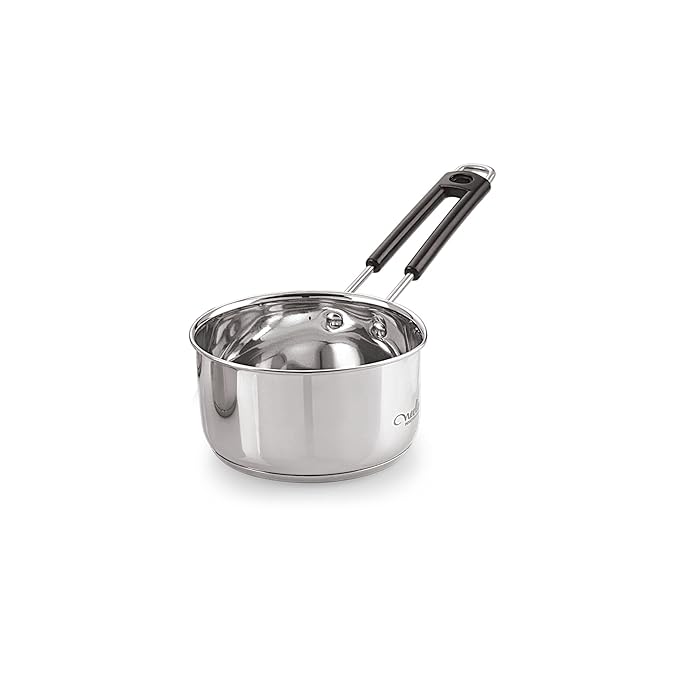 Neelam Premium Stainless Steel Induction Bottom Saucepan with Heat-Resistant Wire Handle 800 ml