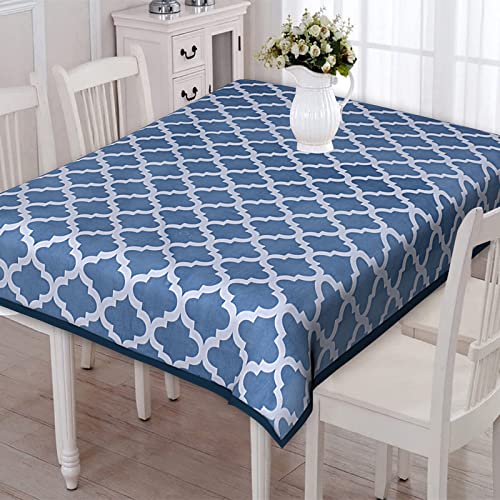 Texstylers Blue Pure Cotton Abstract Pattern Jaipuri Style 4 to 6 Seater Dining Table Cloth Cover Color 05