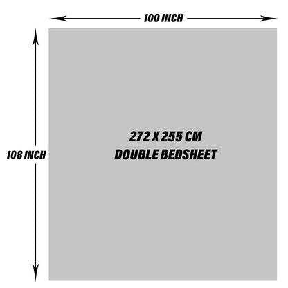 Kuber Industries Double Bedsheet with 2 Pillow Covers 186 TC Premium Cotton Arabic Beauty Flower Square Gray