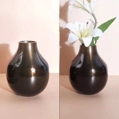 Behoma Metal Flower Vase Brass Colour Small Flowers not Included