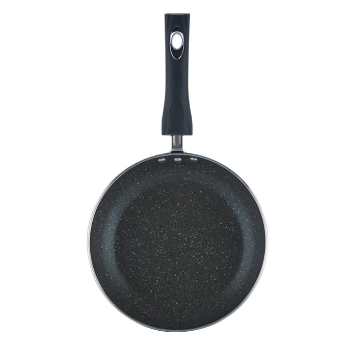 Vinod Zest Marbilo Aluminium Non Stick Frypan - 22 cm | Skillet Pan | 3 mm Thick | 5 Layer Coating | Stain Resistant |Stay Cool Handle