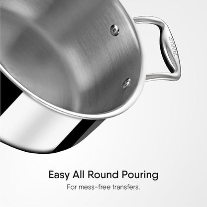 Stahl Triply Stainless Steel Casserole With Lid | Artisan 4122 | 22 Cm | 3.8 Liters