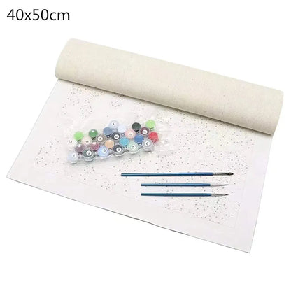 HASTHIP Paint by Numbers for Adult Kits, DIY Canvas Oil Painting Kit for Kid Beginners with Paintbrushes Acrylic Pigment Drawing Paintwork, Multicolor